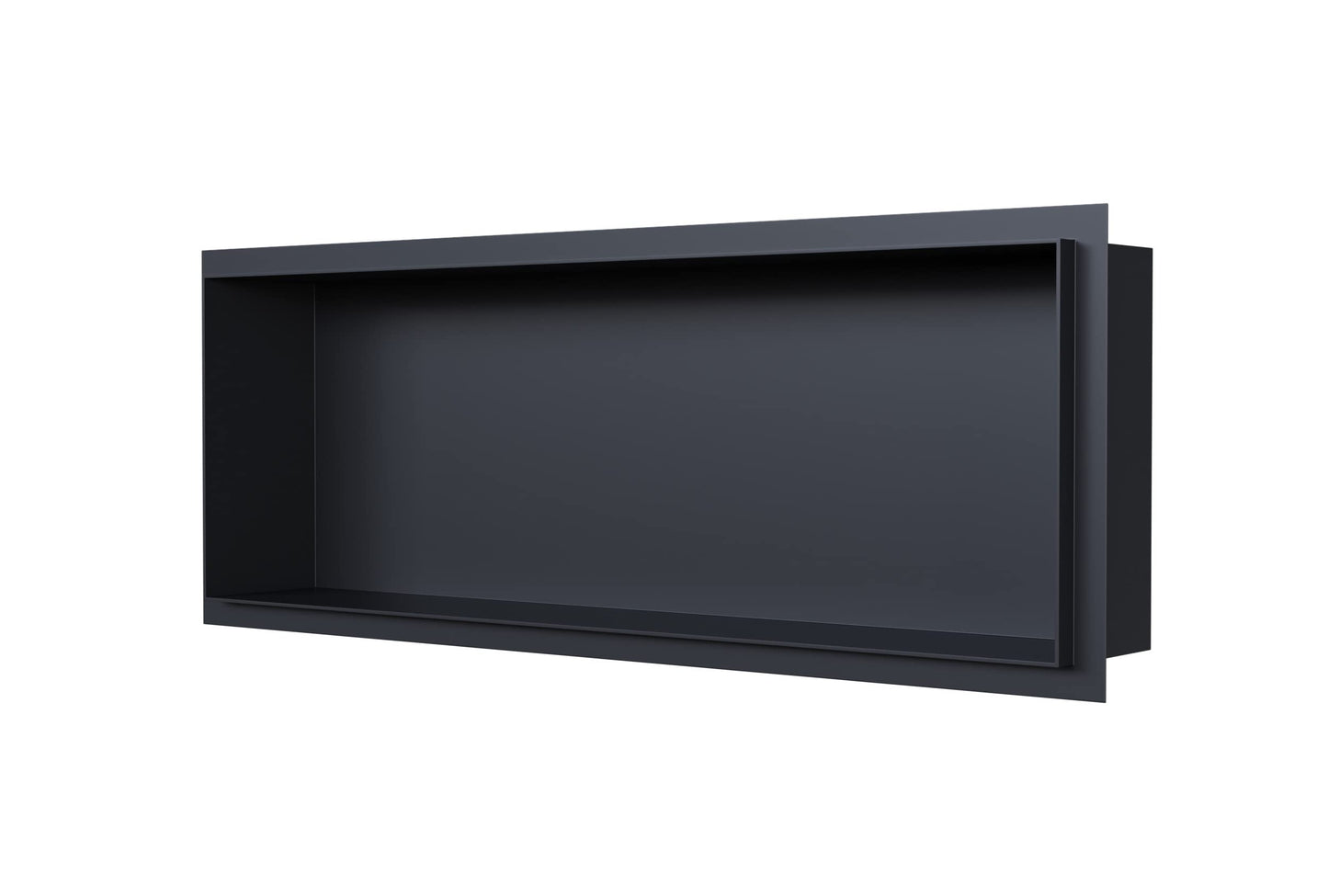 BERNSTEIN® Stainless Steel Recessed Shelf NT206010X frameless - 20 x 60 x 10 cm, tileable wall niche with flexible installation. Ideal shower storage - Color: Black