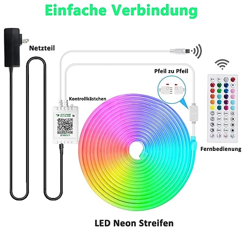 Eruibos Van LED Strip 10m, IP65 Waterproof Silicone Light Band, 24V Flexible RGB Neon LED Strip, Dimmable Rope Lights With Remote Control for DIY Home Bedroom Indoor Outdoor Decoration.