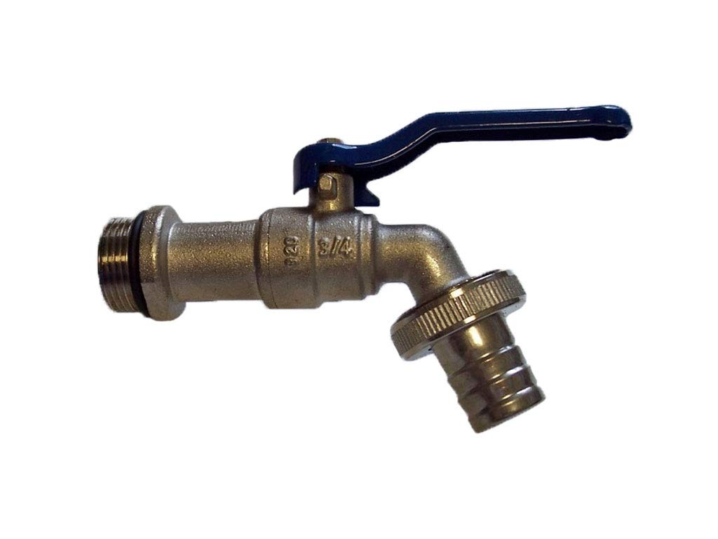 Brass wall plate with ball valve faucet (25mm (3/4") PE pipe wall plate with 3/4" faucet)