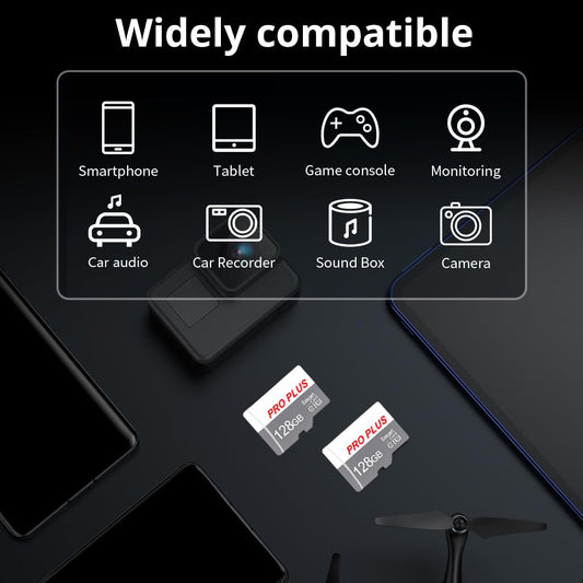 2 Pack Memory Card 128GB with Adapter, High Speed Memory Card, UHS-I C10 A1 Memory TF Card for Tablet/Mobile Phone/Camera/Car Audio/Game Console (TF183 White Gray 128GB)