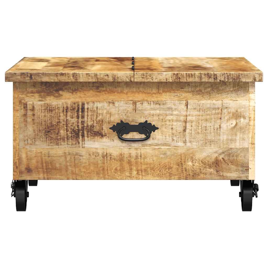 vidaXL Rustic Mango Wood Coffee Table with 5 Drawers, 1 Storage Compartment Vintage Side Table Living Room Table Coffee Table Sofa Table 70x70x40cm