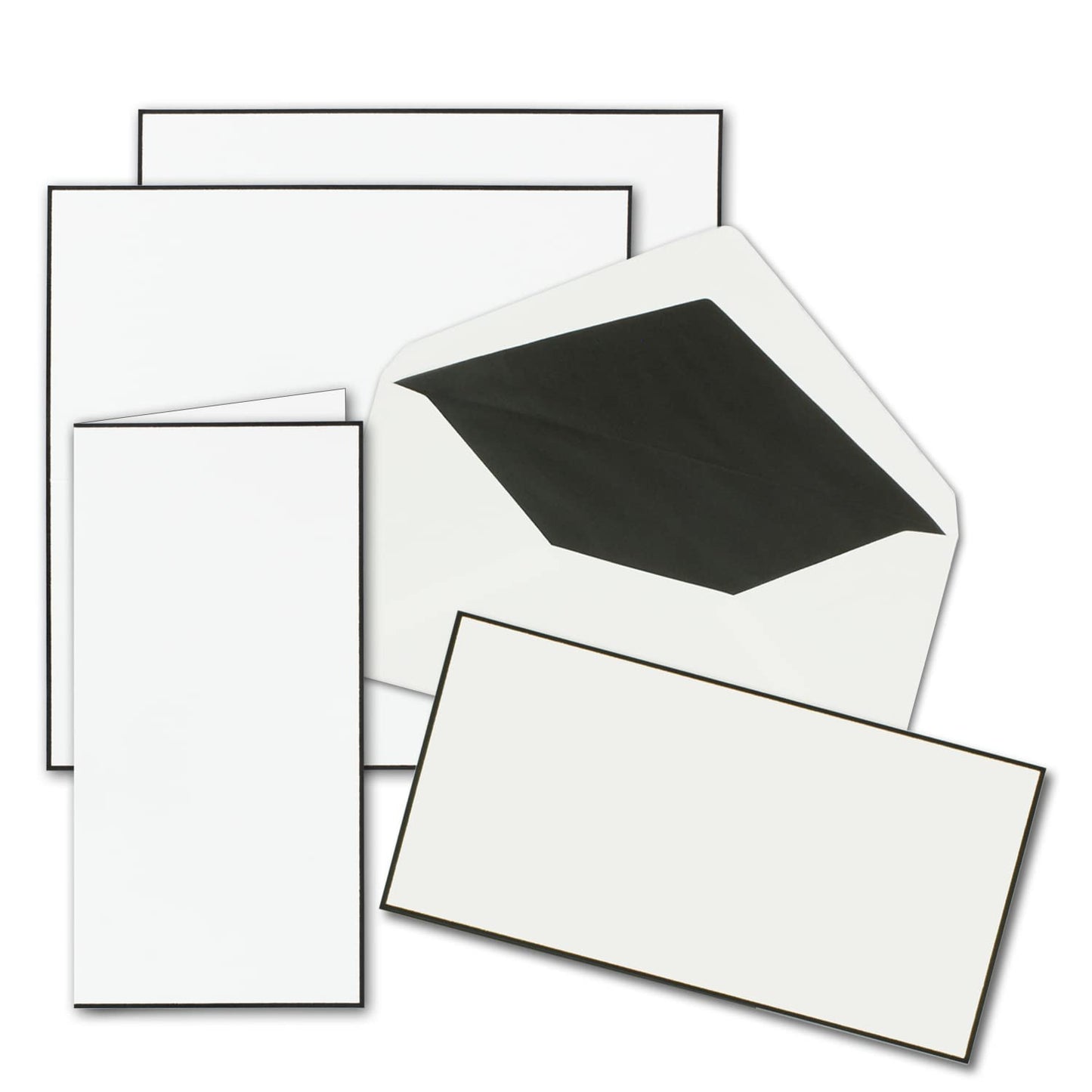50 sets of condolence cards - DIN Lang double cards with lined envelopes - both featuring handmade black borders - foldable cards for condolences.