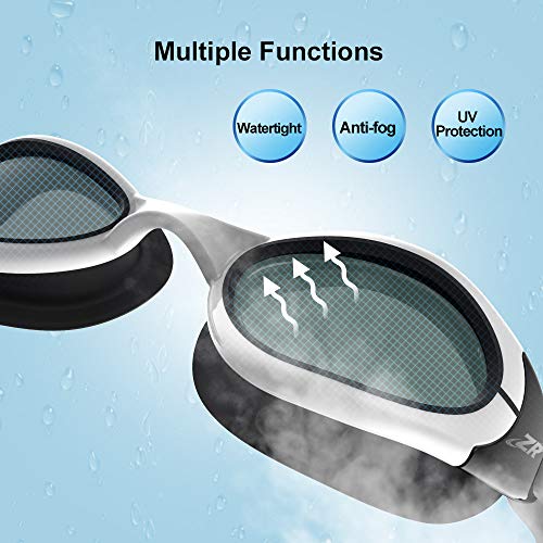 ZIONOR swimming goggles, G8 comfort anti-fog goggles for men and women, UV protection, mirror/clear lens, adjustable strap, professional goggles for adults and teenagers.