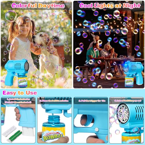 Bombble Automatic Bubble Gun, Bubble Machine for Kids 10000 Bubbles/Minute with 130ML Bubble Solution, Bubble Toy Gift for Children/Birthday/Party (2026-6)