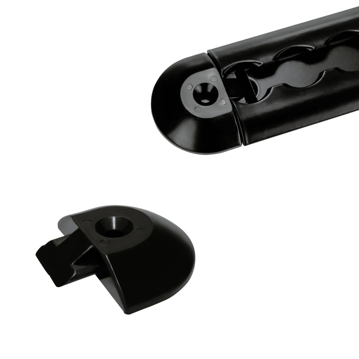 Airline rail, sturdy half-round black, 0.5 meters with 2 tie-down rings and 2 end caps, Aluminum Black line tie-down rail, high stability and durability, for trailers, cars, trucks, campers, RVs