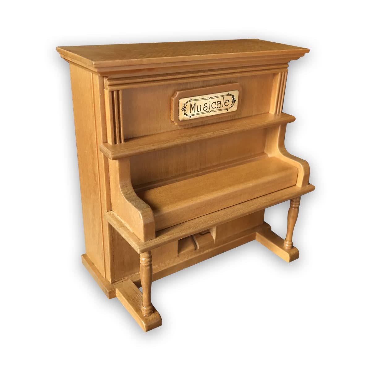 BinkeGG Brown Music Box Wooden Upright Piano Wind-Up Musical Toy with Sankyo Music Mechanism (Option 60 Melodies) (Rock a Bye Baby)