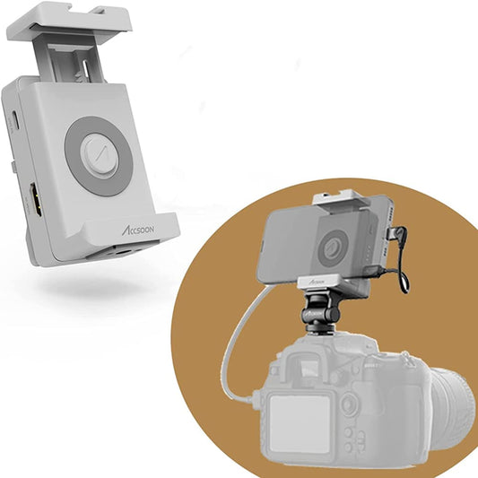 Accsoon SeeMo video monitor handset camera HDMI to iOS video capture adapter for iPhone and iPad FHD 1920*1080P 60FPS real-time streaming recording preview, iOS 12.0 or higher (White)