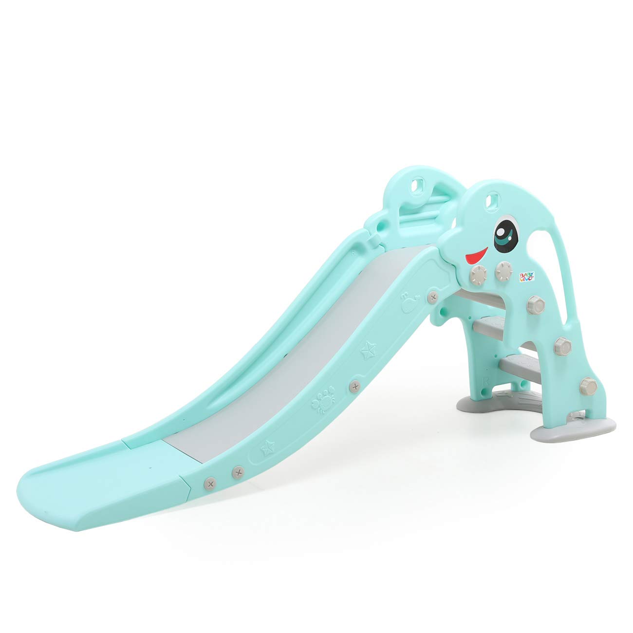 Baby Vivo Kids Slide Children's Slide Garden Slide Toddler Slide Plastic Dolphin rounded corners & edges for Indoor & Outdoor in turquoise