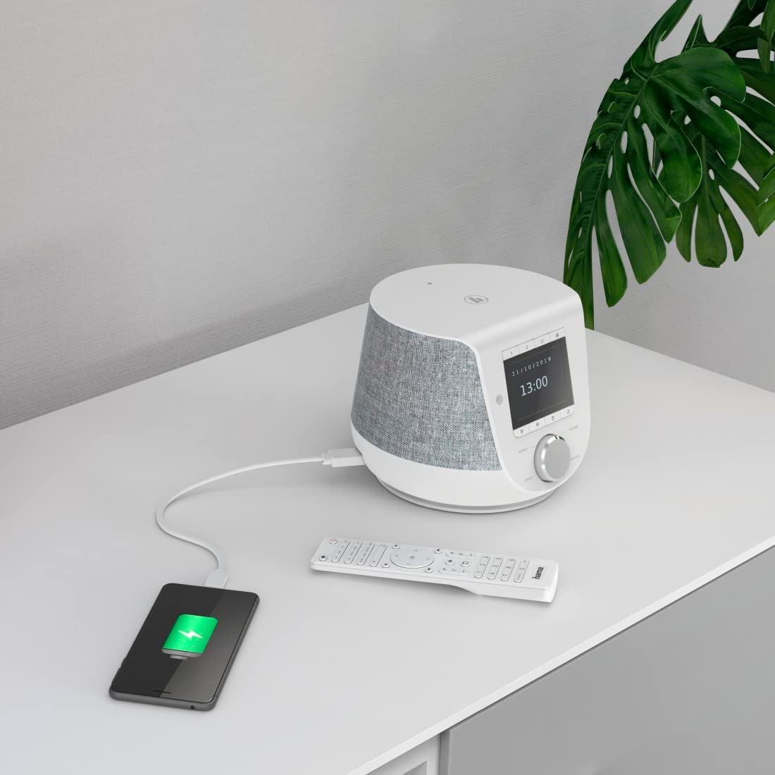 Hama internet radio with digital radio reception & phone charging function, Smart Radio DIR3200SBT (WLAN/DAB/DAB+/FM, Bluetooth/Spotify streaming, station buttons, radio alarm clock, UNDOK app) mini internet radio