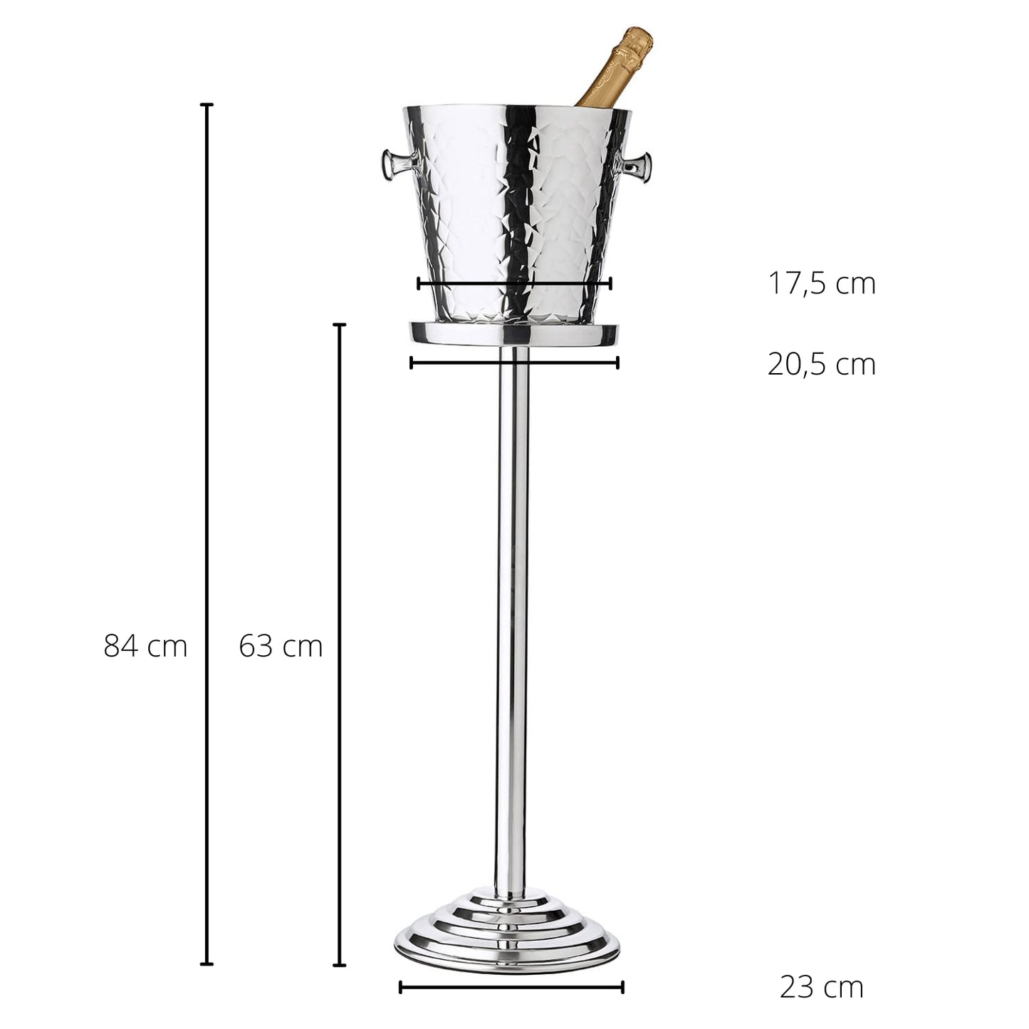 EDZARD Capri patterned champagne cooler with stand, stainless steel, with handles, for 1 bottle - Beverage cooler, bottle cooler, wine cooler, champagne cooler, ice bucket