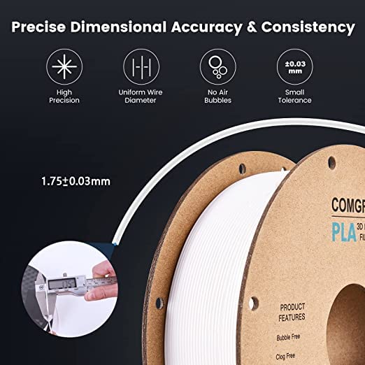 PLA 3D Printer Filament, 1.75mm PLA Filament for 3D Printer, +/- 0.02 mm Dimensional Accuracy, 1KG Spool in Black and White.