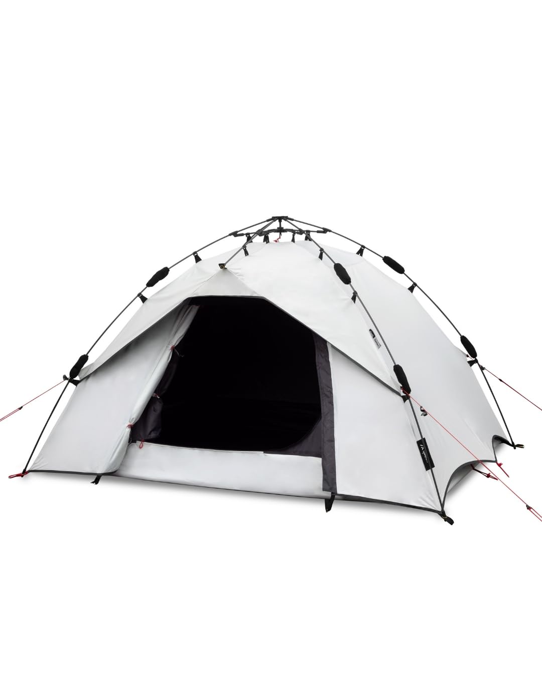 qeedo Quick Ash Dark Series seconds tent completely darkened inside, waterproof, light & robust - camping tent for 2 people, dome tent with small awning, mosquito net & quick setup system