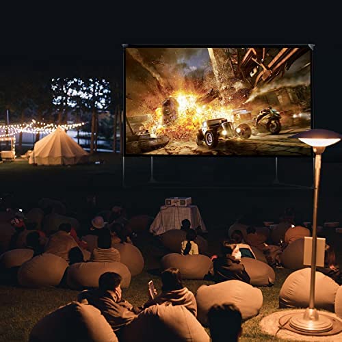 Projection screen with stand 150 inch Portable screen Projector 16:9 HD 4K Premium wrinkle-free screen Stand with carrying bag for home theater Indoor Outdoor projector movie screen.