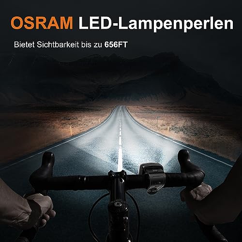 Antimi bicycle light set, StVZO-approved lighting set LED IPX5 front light + rear light bike light set USB Type C.