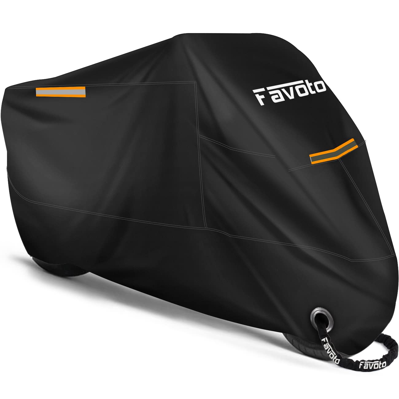 Favoto Motorcycle Cover Outdoor 210T Oxford Fabric Cover Indoor Motorbike Double Stitched with Waterproof Stripes Enhanced Lock Hole 295cmx105cmx125cm