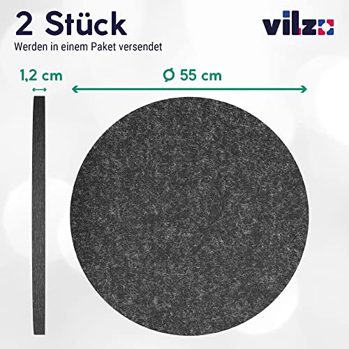 2x acoustic panels for wall & ceiling made of recycled felt - sound absorber acoustic felt diffuser round Ø 550x12 mm Night Gray
