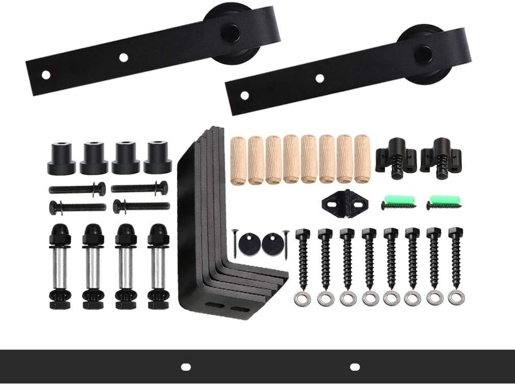6FT/1.8M Ceiling Mount Sliding Barn Door Hardware, L-shaped bracket system, Fits 60cm wide, single door panel.