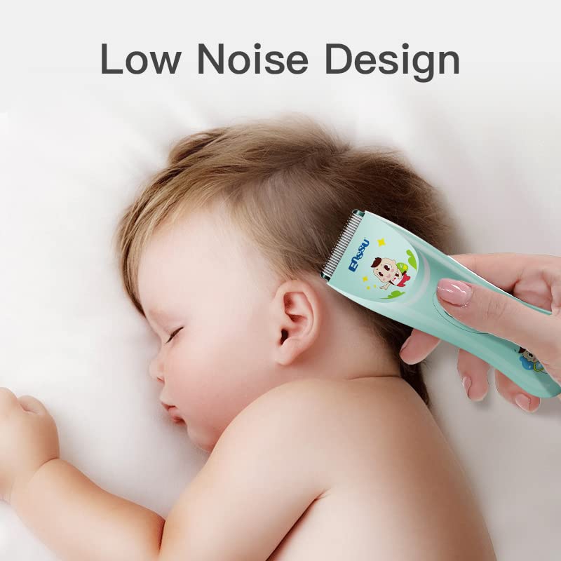 ENSSU Electronic Baby Hair Clipper, Waterproof Kids Quiet Hair Trimmer with 2 Guide Combs, Cordless Children's Haircutting with Safe Ceramic Blades.