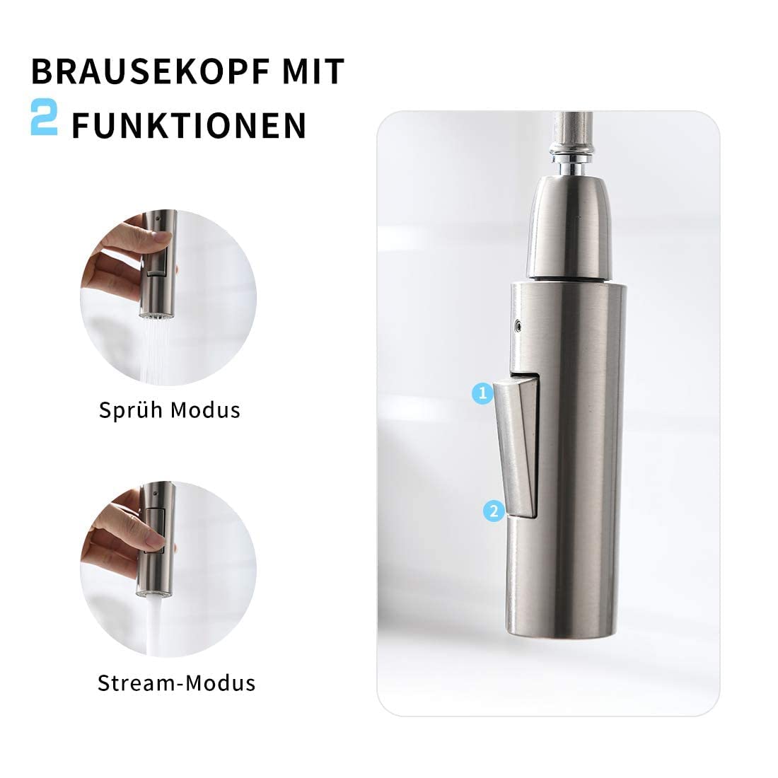 AIMADI Touch Sensor Kitchen Faucet Faucet with Pull-Out Sprayer 360° Rotatable Sink Faucet Mixer Tap Single Handle Kitchen Sink Faucet Brushed Nickel
