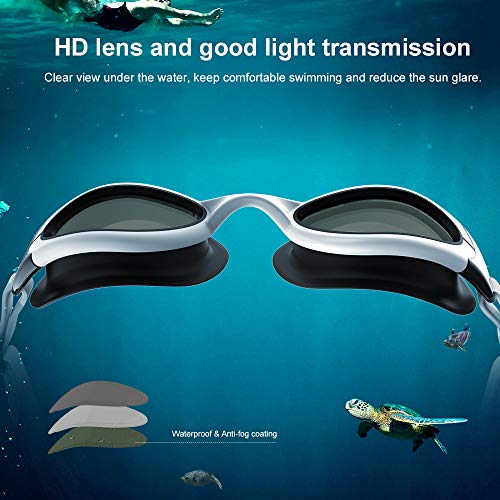 ZIONOR swimming goggles, G8 comfort anti-fog goggles for men and women, UV protection, mirror/clear lens, adjustable strap, professional goggles for adults and teenagers.
