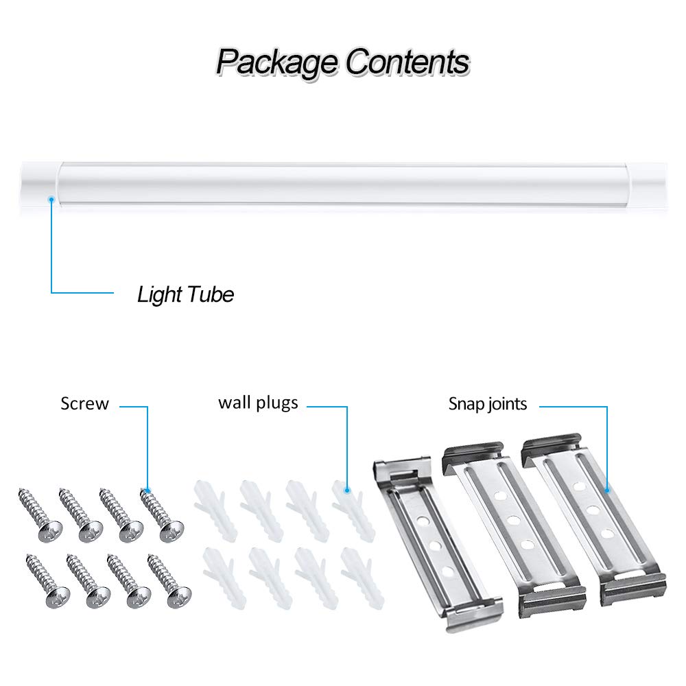 8pcs Waterproof LED Light, 30W LED Ceiling Light Fluorescent Lamp, 6500K 3000LM Bathroom Lamp, LED Light Bar for Garage Warehouse Workshop Bathroom Office Basement Shop, Cool White LED Ceiling Light