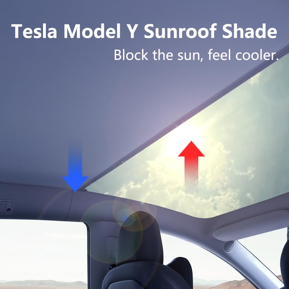 TESBEAUTY Enhanced Tesla Model Y Sunshade UV Blocker No Sagging Cool Material Tesla Camping Privacy Curtains Privacy Camping Sunshade Sunshade