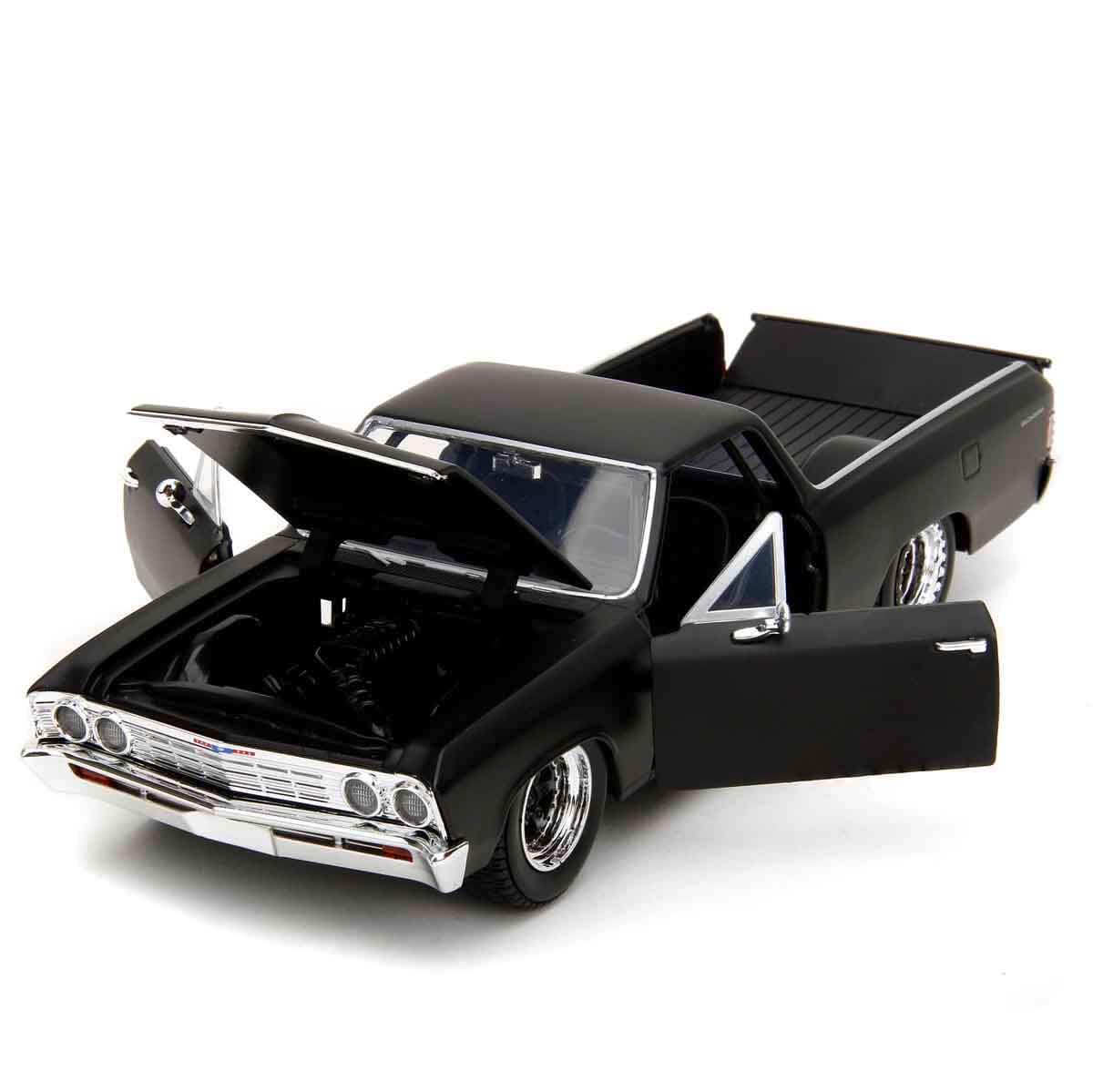 Jada Toys Fast and Furious Car EL Camino (1:24, black) - Chevrolet EL Camino 1967 from Fast & Furious 10 movie, Die Cast Car for ages 8 and up with opening parts, 19cm