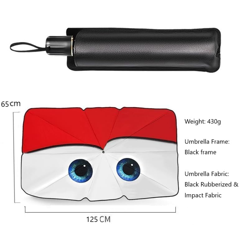Zuquik Premium Car Sunshade, UV Blocker, 125 x 65 cm, for small cars, includes storage bag, Lightweight and Efficient, blue