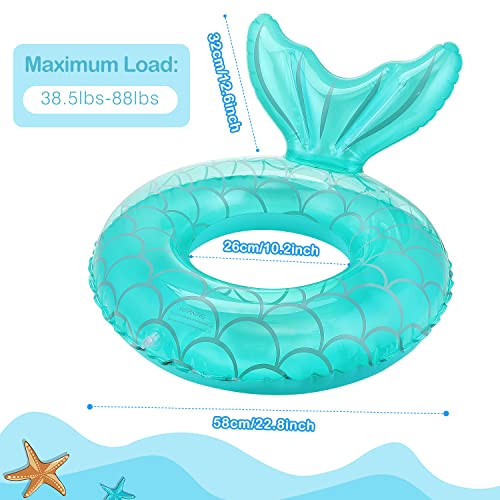 MoKo Inflatable Swim Ring, 2 pieces Mermaid Swimming Rings Water Play Ring 70 cm Large Pool Float Toy Water Toy for Adult & Kids, Rose Gold+Blue