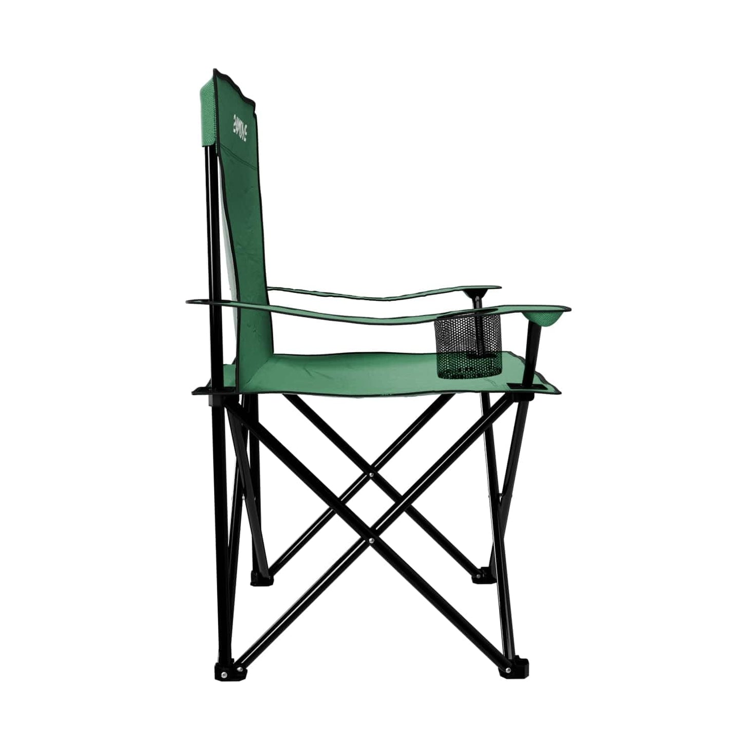 24MOVE® folding chair green camping chair with drink holder - foldable fishing chair - folding garden chair lounge chair camping chair, polyester, for outdoors or indoors
