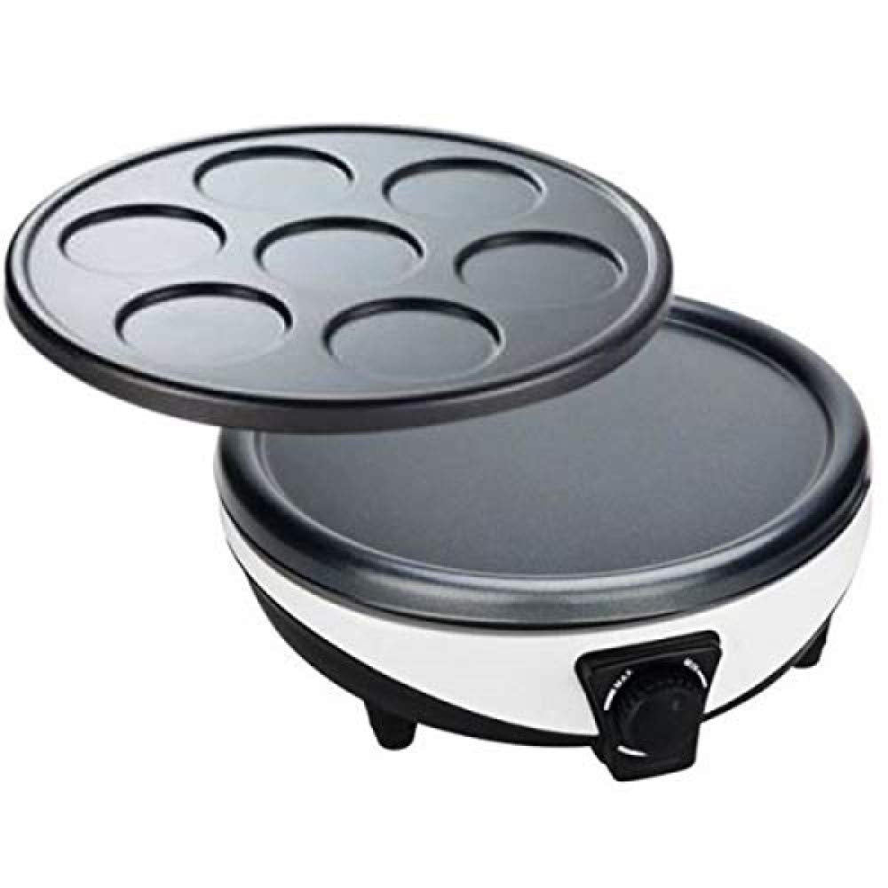 LITTLE BALANCE 8212 Happy Crêpes & Pancakes Crepe Maker, Cast Iron Ceramic, White/Black