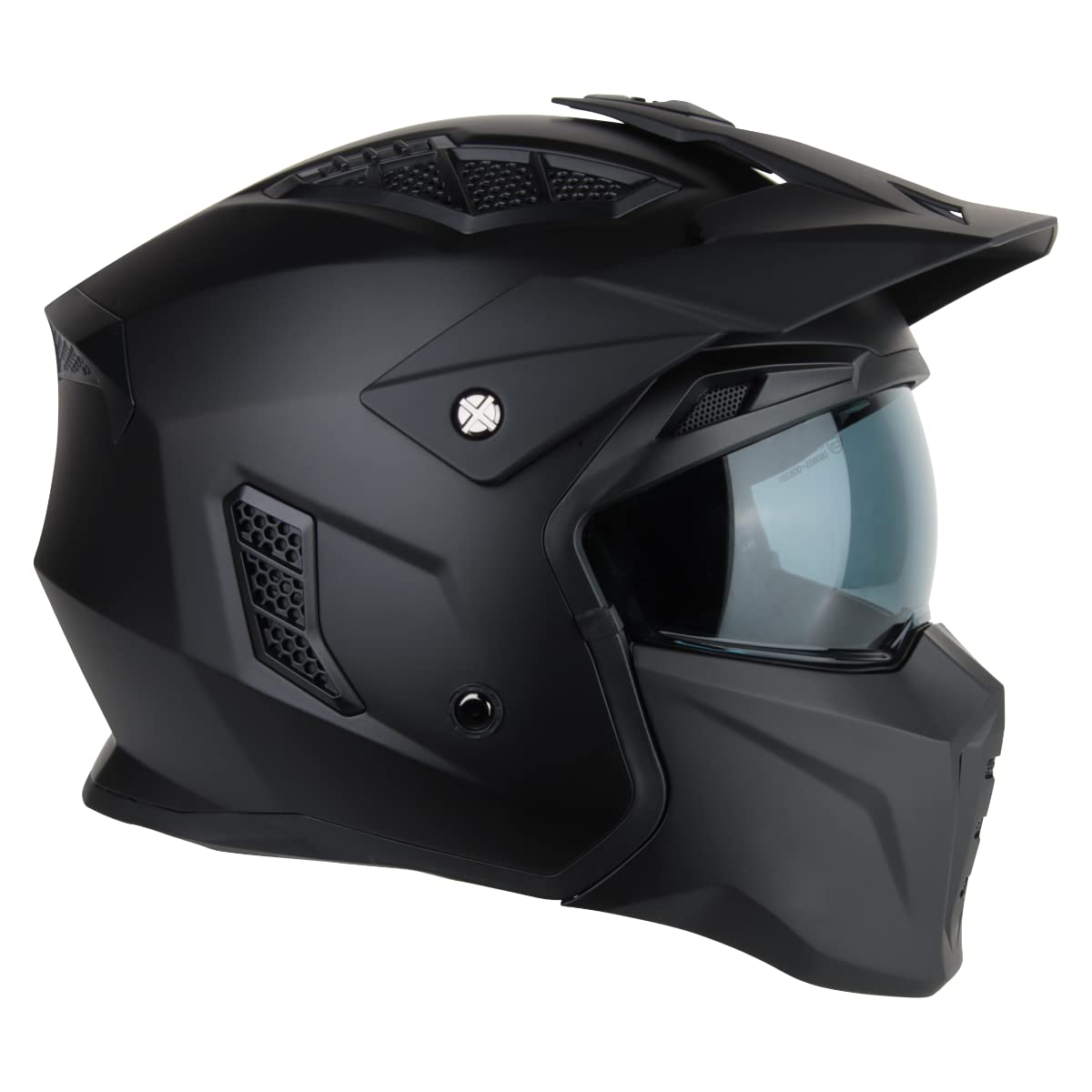 VINZ Kioto Jet Helmet / Streetfighter Helmet | ECE 22.06 approved | Motorcycle Helmet | Scooter Helmet with Sun Visor | Jet Helmet with removable chin guard - Matte Black
