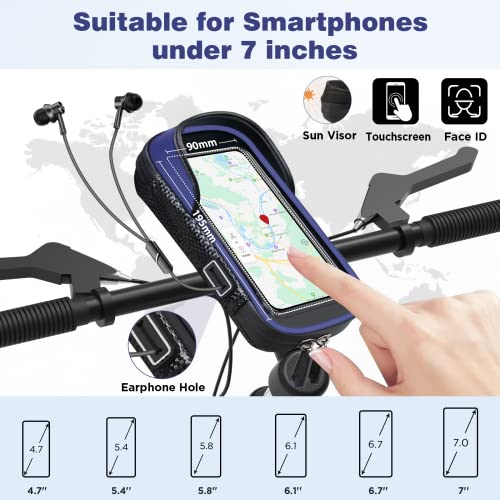 Vitalismo Waterproof Phone Holder Bike Handlebar Bag with 360° Rotatable Bike Mount for 7 Inch Smartphone GPS with Rain Cover.