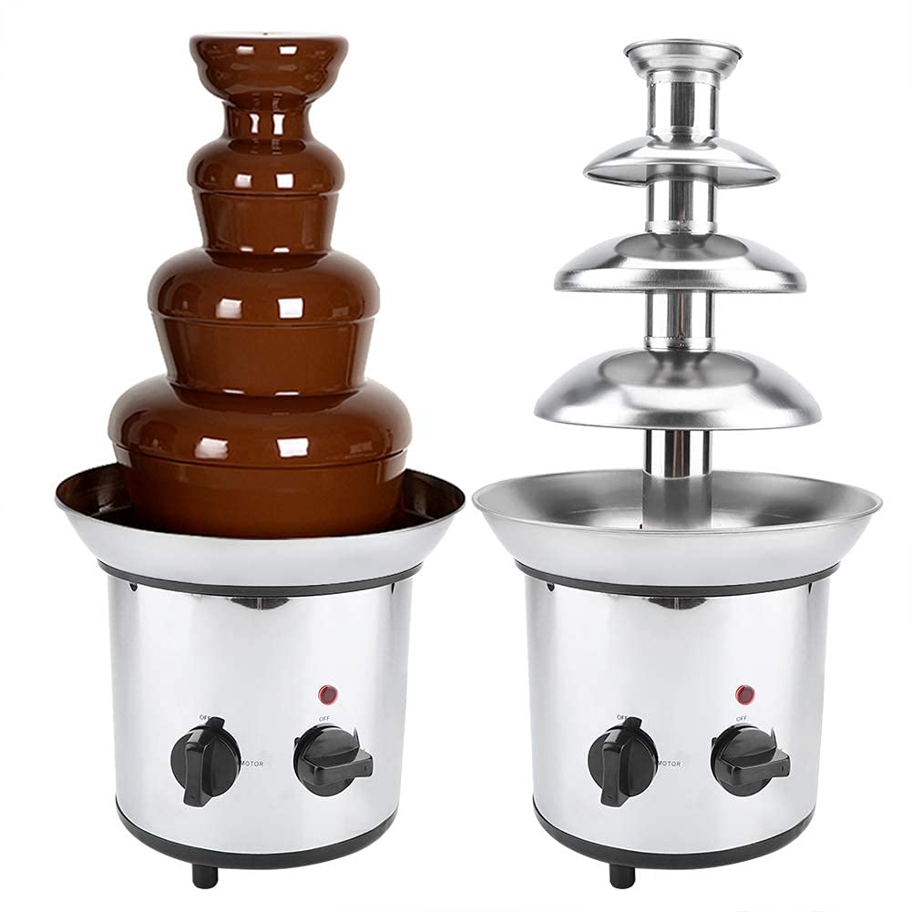 Electric chocolate fountain 170W, stainless steel 4-tiered chocolate fountain for children's birthday parties and weddings.