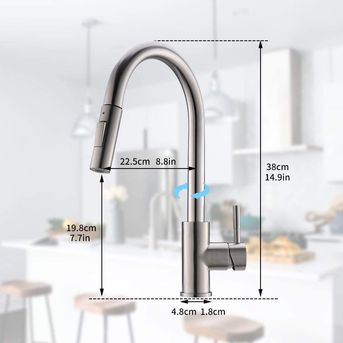 AIMADI Touch Sensor Kitchen Faucet Faucet with Pull-Out Sprayer 360° Rotatable Sink Faucet Mixer Tap Single Handle Kitchen Sink Faucet Brushed Nickel