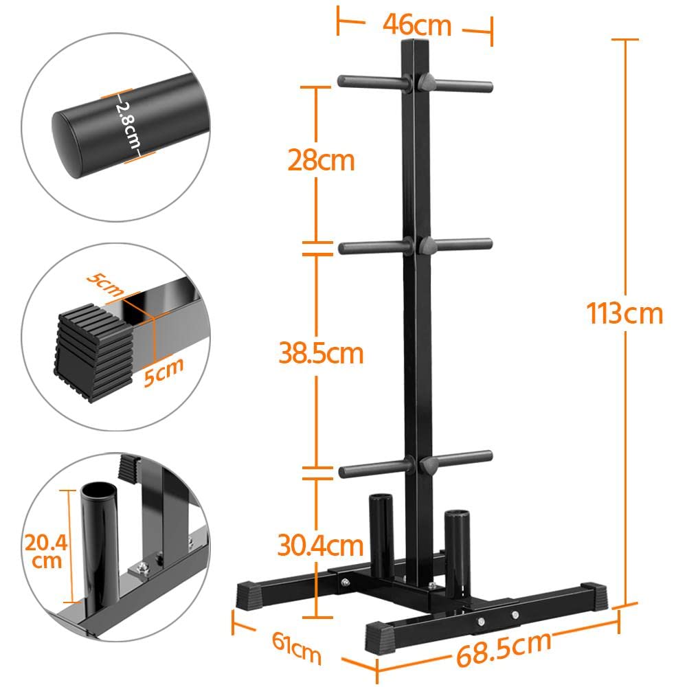 Yaheetech Weight Plate Rack Dumbbell Tree Weight Stand with 6 Bars and 28mm Plate Holders Steel Dumbbell Stand Weight Rack Max. Load Capacity 400 kg Plate Stand