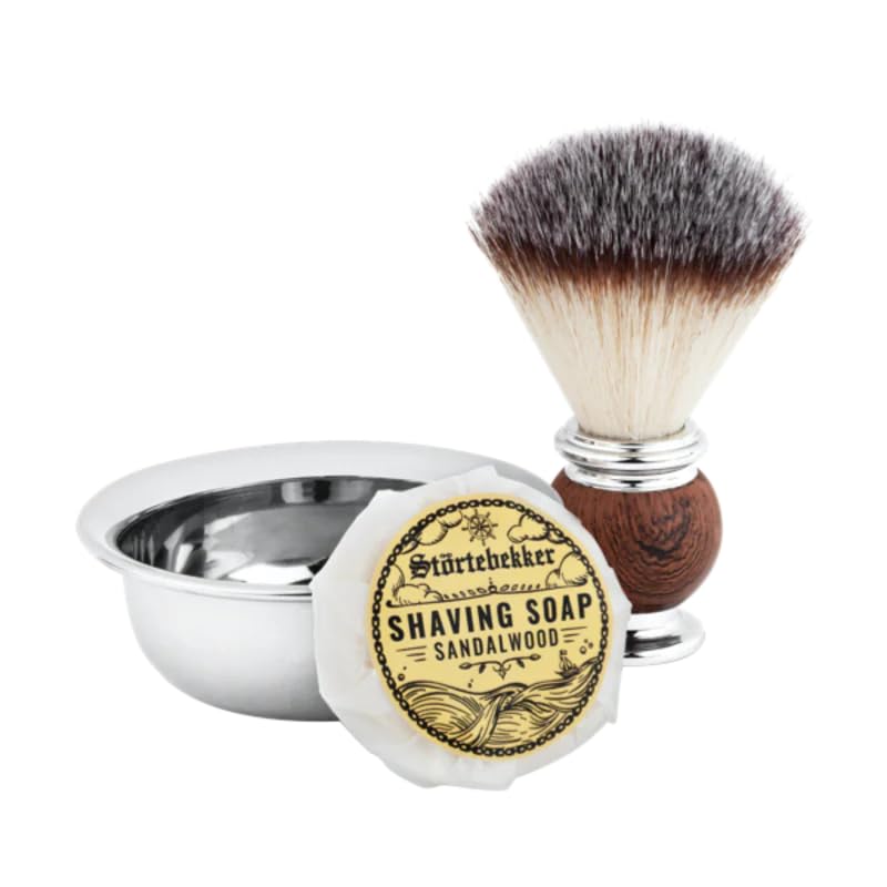 Störtebekker® Premium Straight Razor Set Black in handcrafted leather case (Café) - with shaving brush, shaving bowl, shaving soap, alum stone, and razor blades - high-quality wet razor shaving set