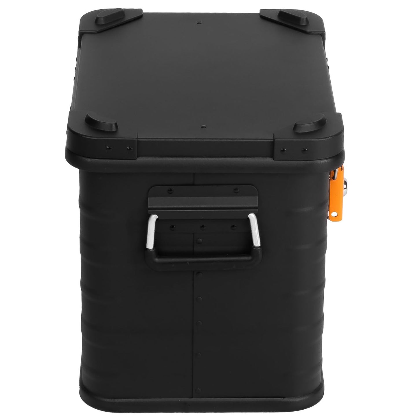 Aluminum box lockable E31B - Premium aluminum storage box 31 liters - lid with aluminum die-cast stacking corners and rubber seal - including locks - black lacquered