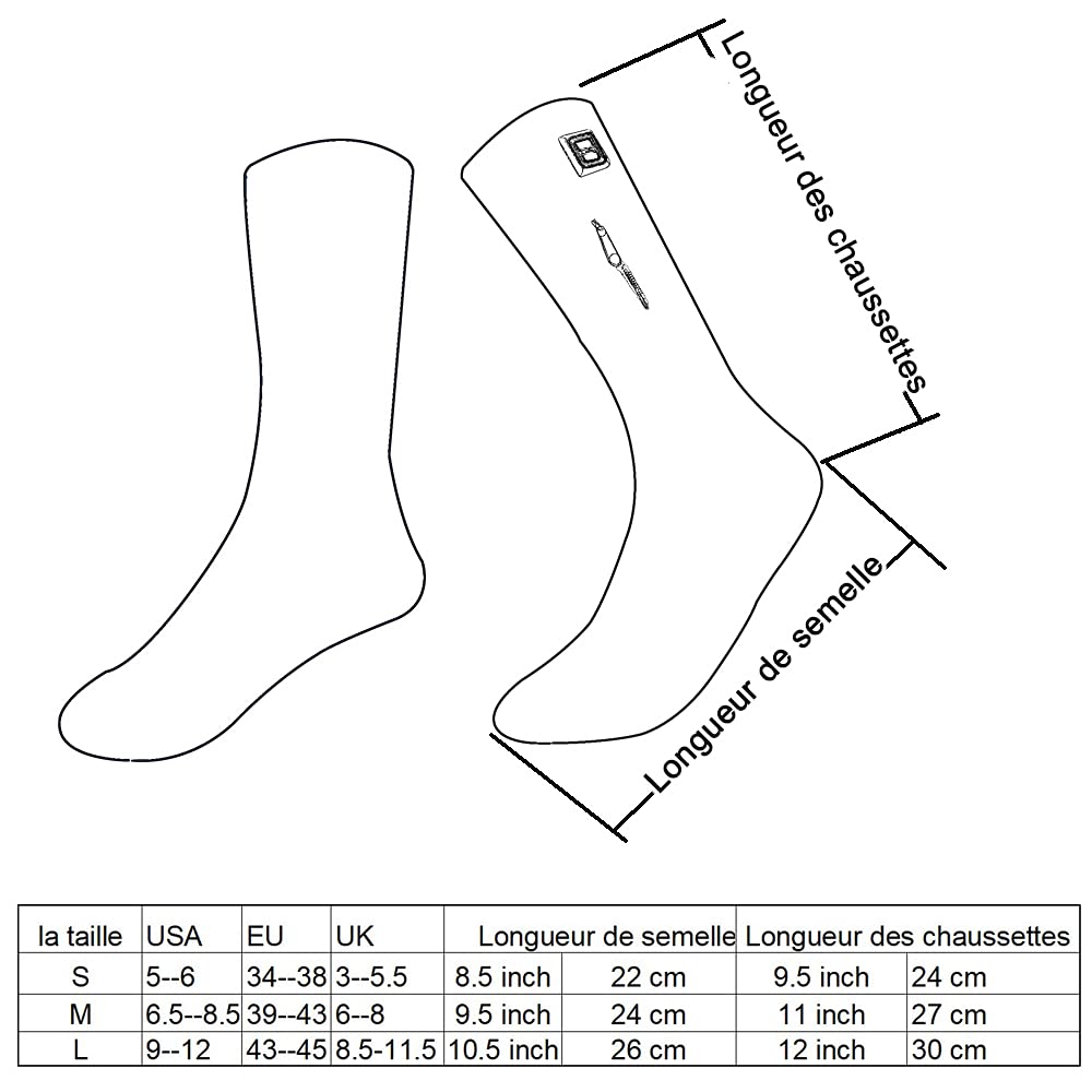LPCRILLY Rechargeable Electric Heated Socks, Foot Warmer Heated Socks for Men and Women, Thermal Socks for Motorcycle and Bike Riding, Camping, Hiking, Fishing, Skiing in cold winter M