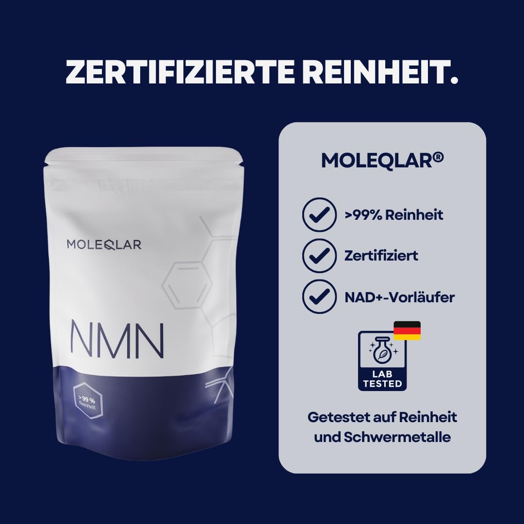 MoleQlar NMN - high-purity Nicotinamide Mononucleotide Powder by Uthever - over 99% certified purity - lab-tested in Germany (120g)