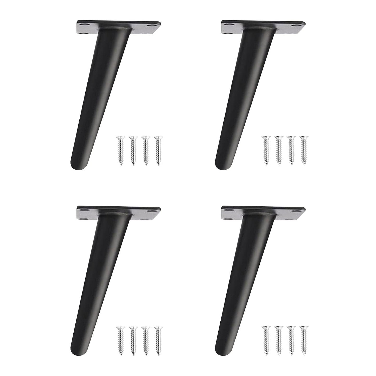 4 pieces Furniture Legs Iron Conical Table Legs Slanted Table Legs Cabinet Legs Sofa Feet Pedestal Metal DIY Furniture Table Frame Furniture feet for coffee table cabinets furniture sofas (25 cm, Black)