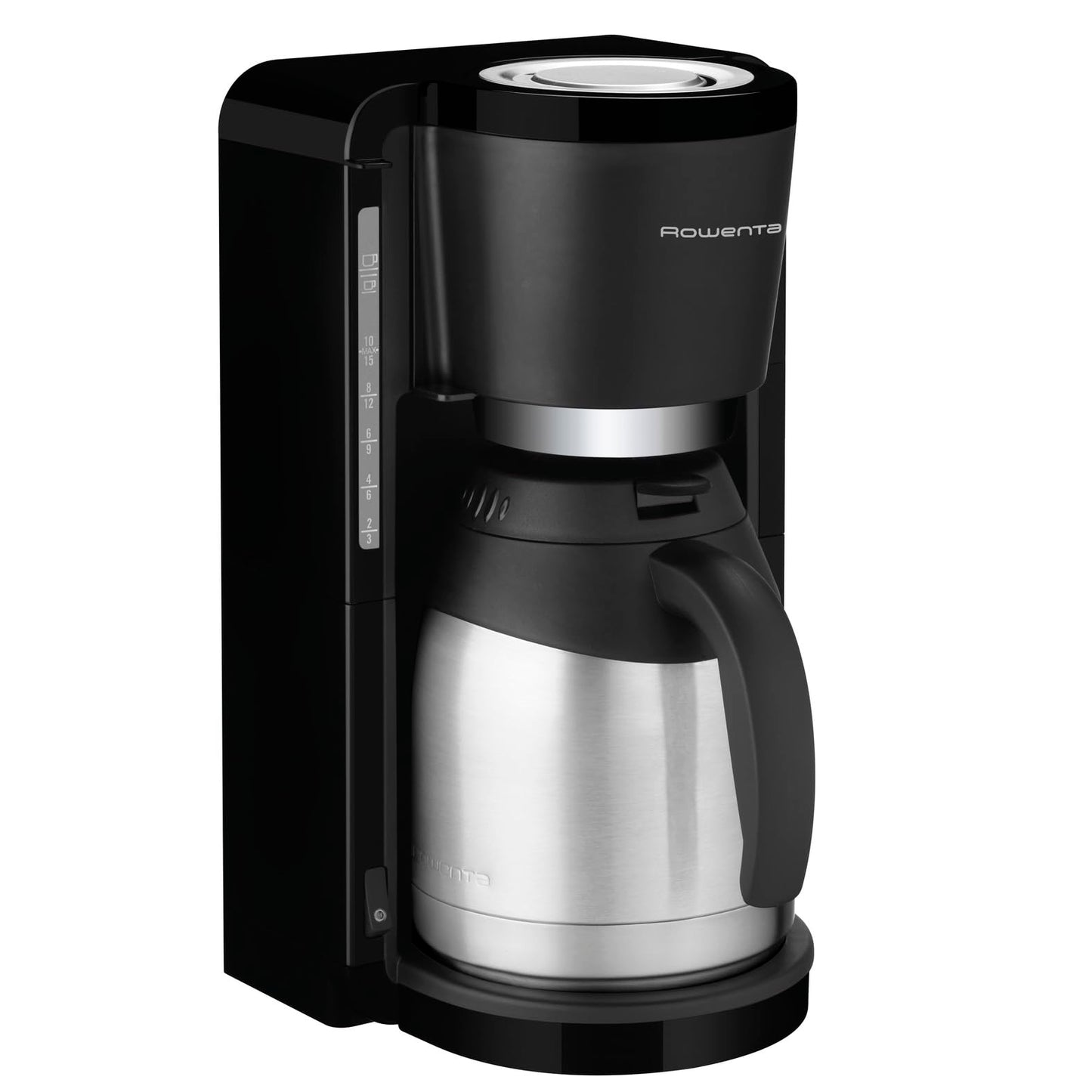 Rowenta Filter coffee machine Adagio, stainless steel thermos jug, keeps coffee warm for up to 4 hours, brews 10-15 cups, capacity 1.25 L, removable filter holder, automatic shut-off, Black, CT3818