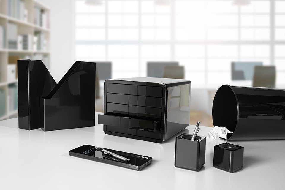 HAN i-Line standing file - 2 pieces, elegant, modern high-end standing file for magazines, folders, and documents up to A4/C4 size, blue, 16501-14.