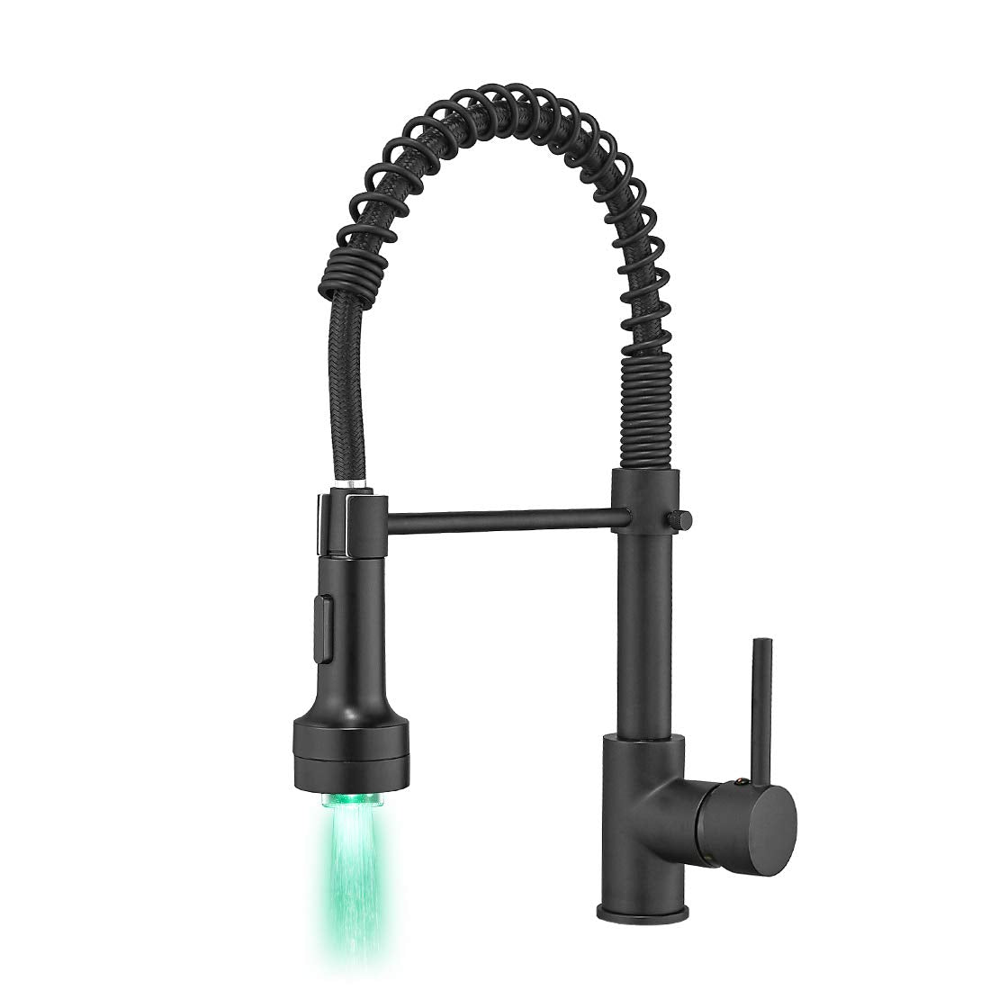 QD LED kitchen faucet kitchen tap sink tap mixer tap kitchen 360° rotating tap spring arm faucet black