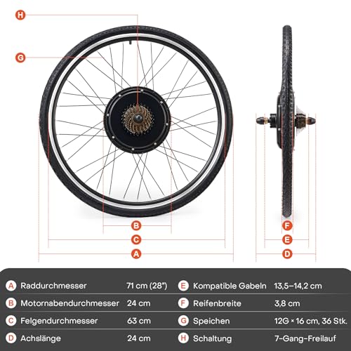Viribus 28 inch rear wheel ebike conversion kit with PAS rear wheel conversion kit, LCD electric bike conversion kit, electric bicycle conversion kit, pedelec conversion kit.
