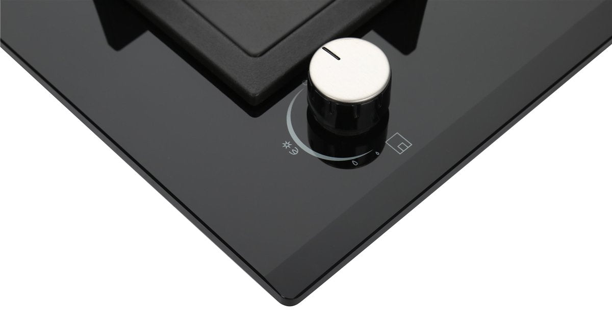 K&H Domino 2 zone glass gas hob 30cm wok burner natural gas built-in with thermocouple flame failure system 2Z-KHGW