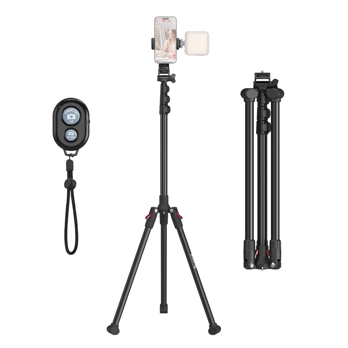 SMALLRIG Phone Tripod with Remote Control, 67-inch Camera Tripod, portable, reversible, universal tripod light stand, for photography, vlogging, selfies, and live streaming, Encore PT-30-4363