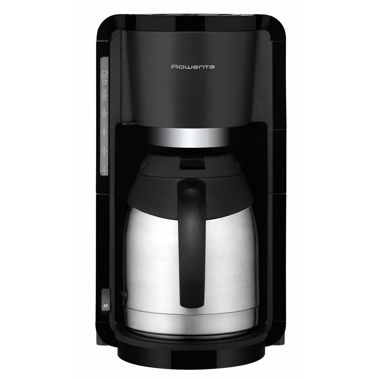 Rowenta Filter coffee machine Adagio, stainless steel thermos jug, keeps coffee warm for up to 4 hours, brews 10-15 cups, capacity 1.25 L, removable filter holder, automatic shut-off, Black, CT3818