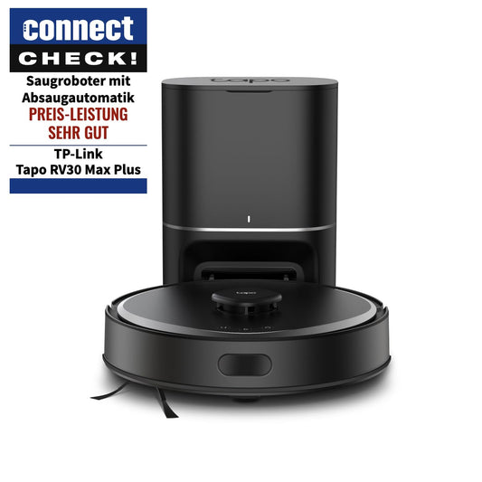 Tapo RV30 Max Plus robot vacuum with mopping function and automatic dust disposal station, 5300Pa ultra strong suction power, LiDAR+IMU dual navigation, Alexa & Google Assistant voice control, APP.
