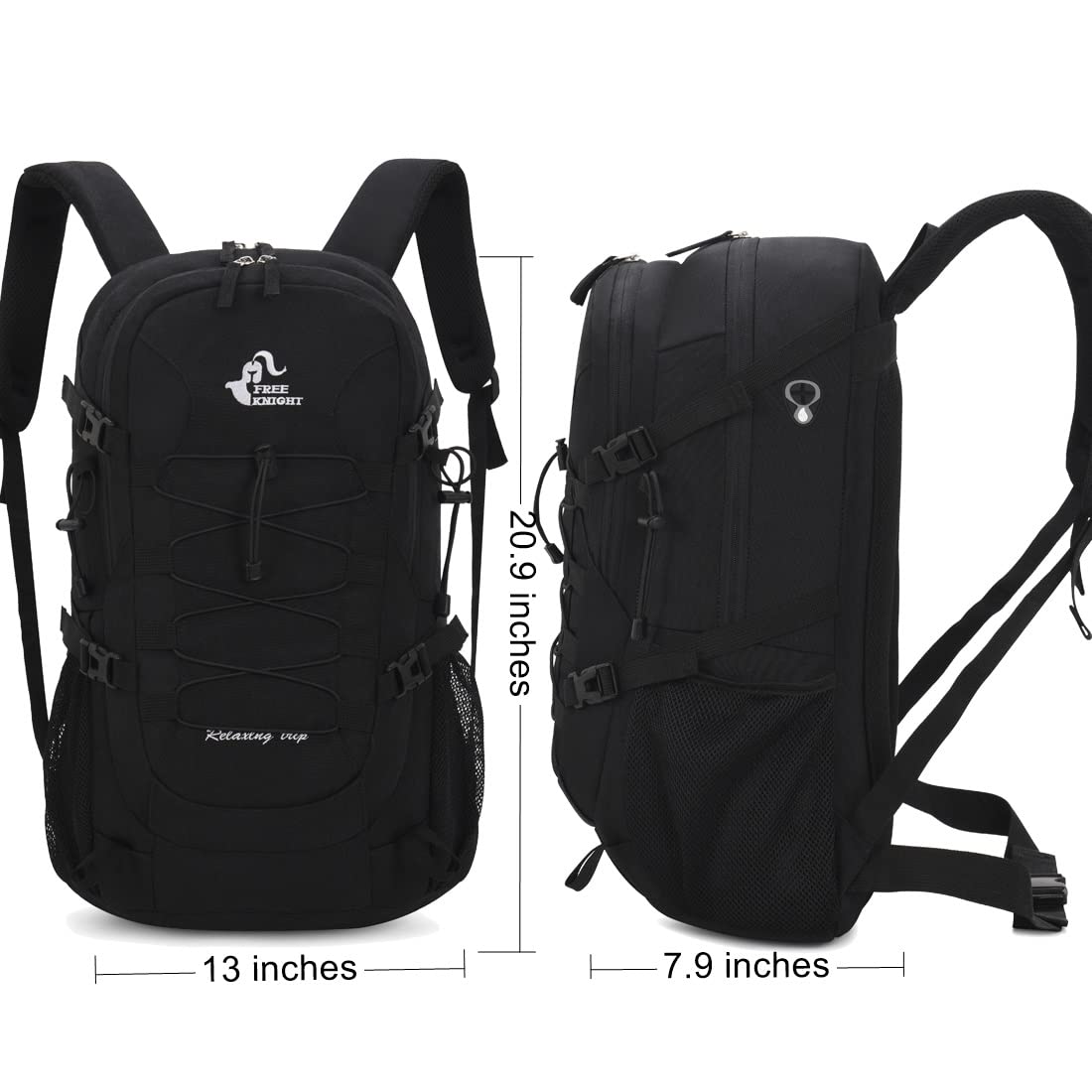 Bseash 40L Lightweight Waterproof Hiking Backpack with Rain Cover, Outdoor Sports Travel Daypack Multifunctional Travel Bag for Camping, Climbing, Skiing, Cycling (Black)